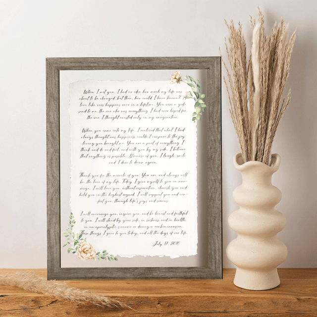 Personalized Wedding Vows 2 Layered Mix Wooden Art 8x12 inch KA02