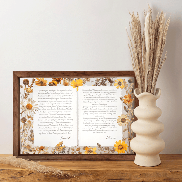 Personalized Wedding Vows 2 Layered Mix Wooden Art 12x8 inch KA04