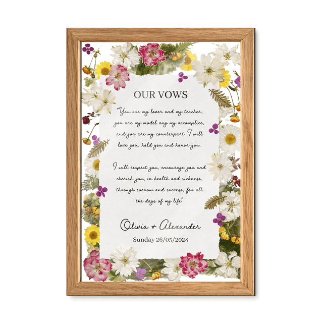 Personalized Wedding Vows 2 Layered Mix Wooden Art 8x12 inch KA08