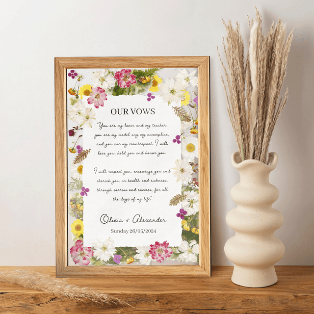 Personalized Wedding Vows 2 Layered Mix Wooden Art 8x12 inch KA08