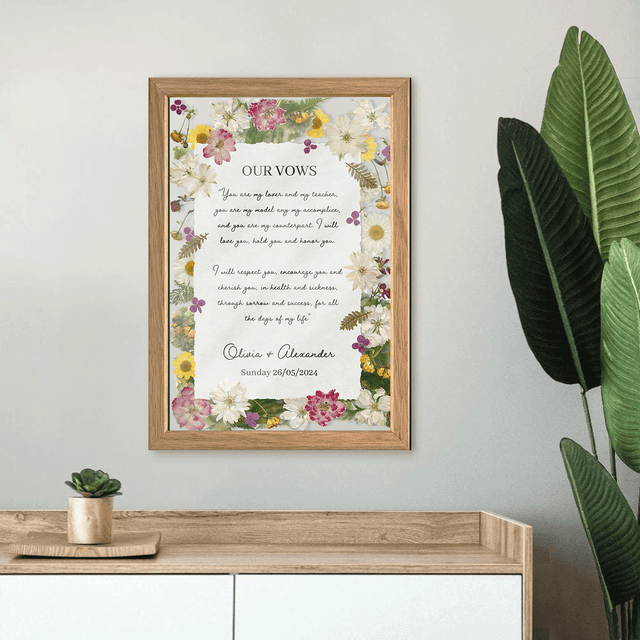 Personalized Wedding Vows 2 Layered Mix Wooden Art 8x12 inch KA08