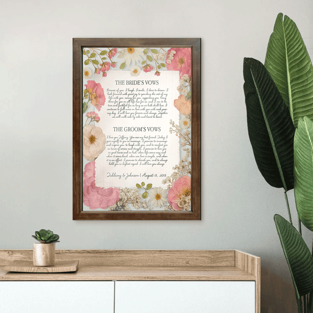 Personalized Wedding Vows 2 Layered Mix Wooden Art 8x12 inch KA09