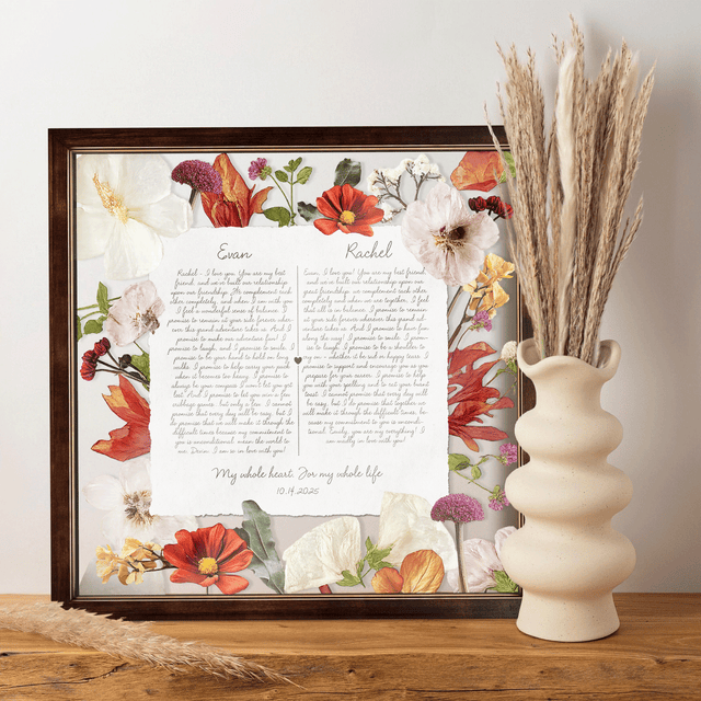 Personalized Wedding Vows 2 Layered Mix Wooden Art 8x12 inch KA10