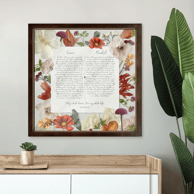 Personalized Wedding Vows 2 Layered Mix Wooden Art 8x12 inch KA10