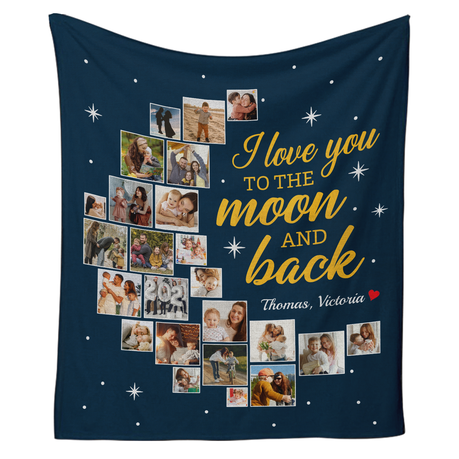 I Love You To The Moon And Back, Custom Photo Collage, 24 Pictures, Blanket