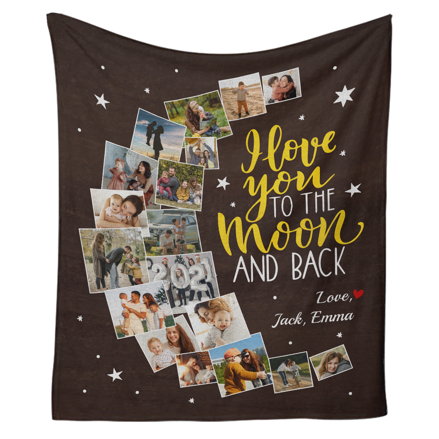 I Love You To The Moon And Back, Custom Photo Collage, 24 Pictures, Blanket