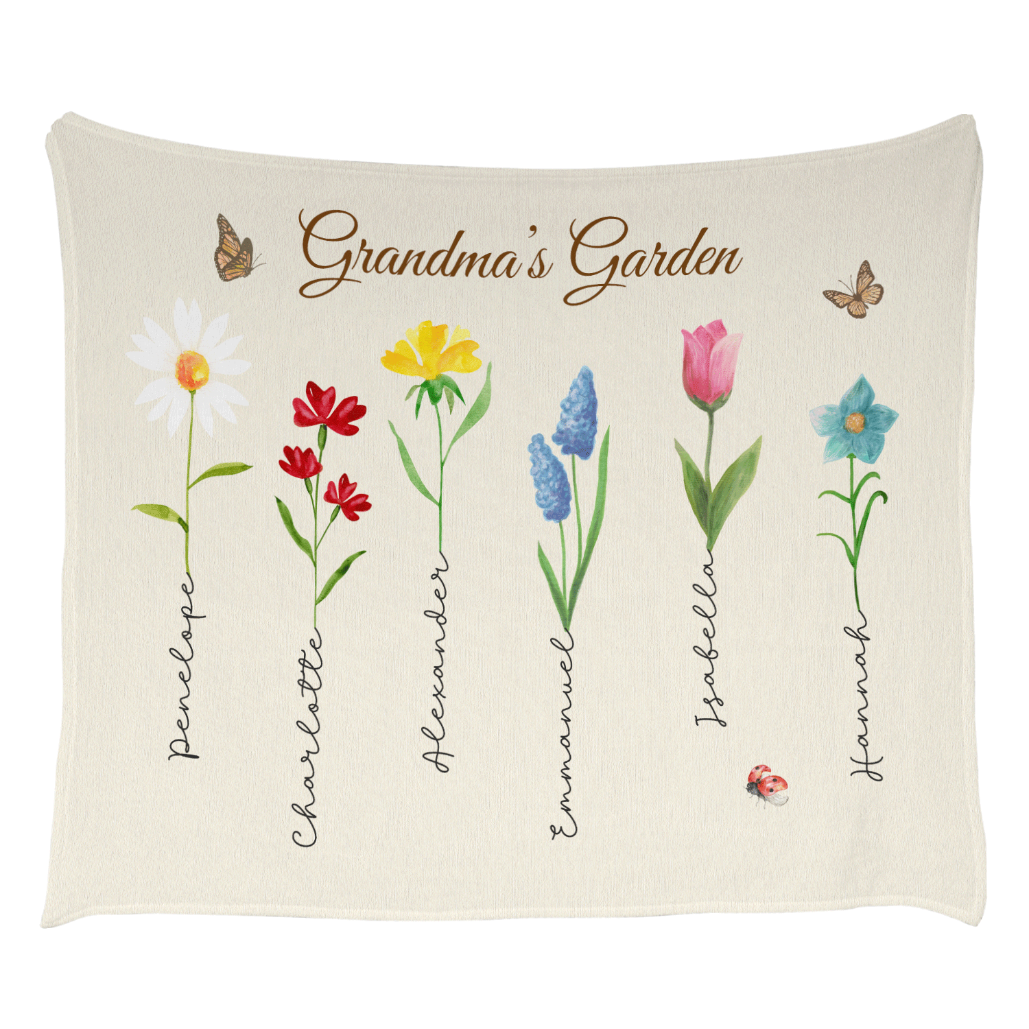 Grandma’s Garden Custom Kids Name Blanket