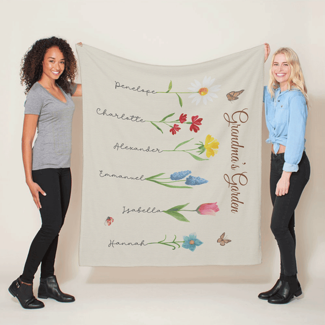 Grandma’s Garden Custom Kids Name Blanket