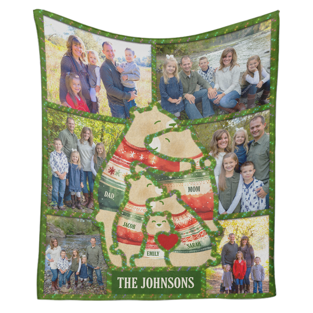 Custom Christmas Blanket, Personalize with Your Photos and Name