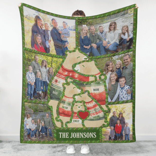 Custom Christmas Blanket, Personalize with Your Photos and Name