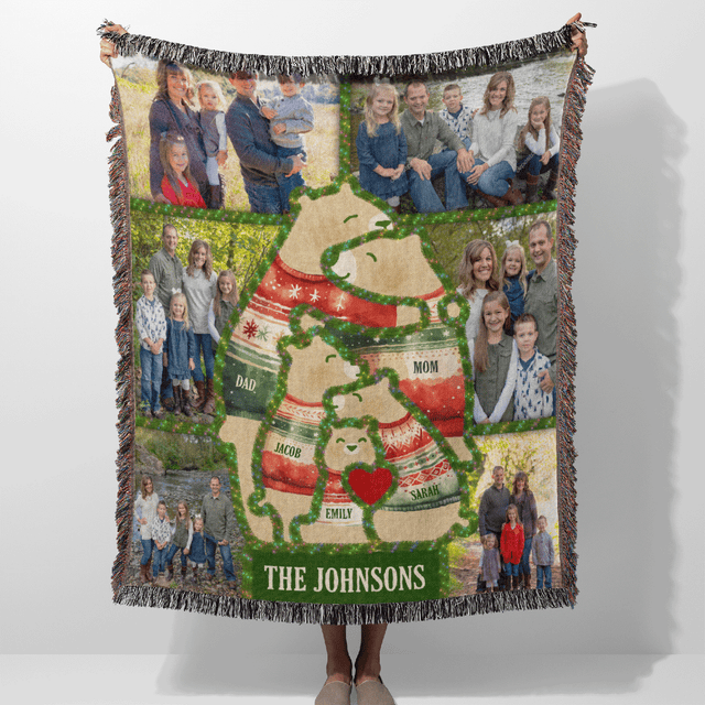 Custom Christmas Blanket, Personalize with Your Photos and Name