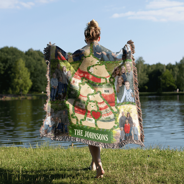 Custom Christmas Blanket, Personalize with Your Photos and Name