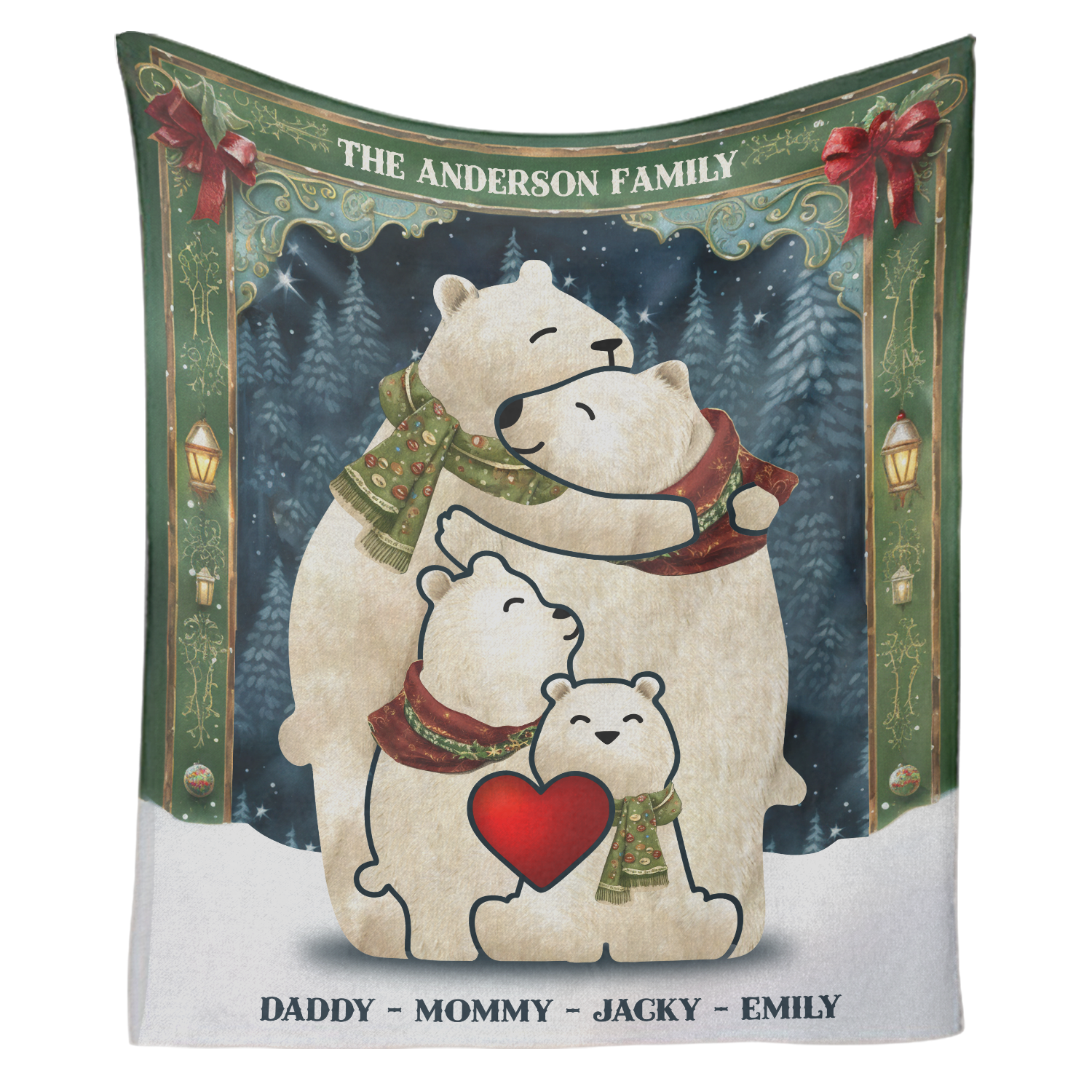 Customizable Bear Puzzle Family Name Blanket