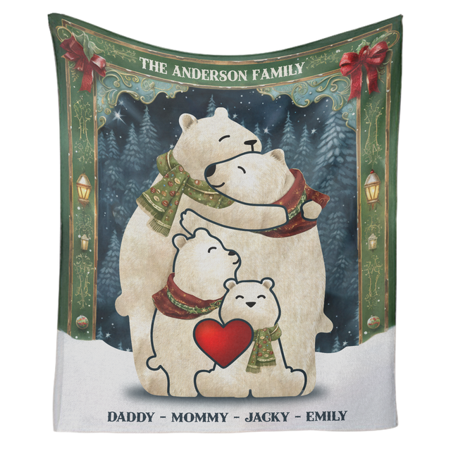 Customizable Bear Puzzle Family Name Blanket