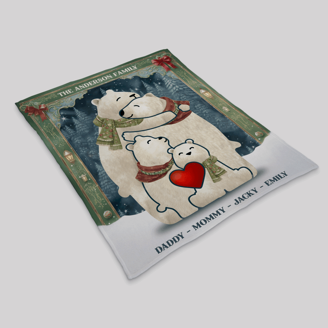 Customizable Bear Puzzle Family Name Blanket
