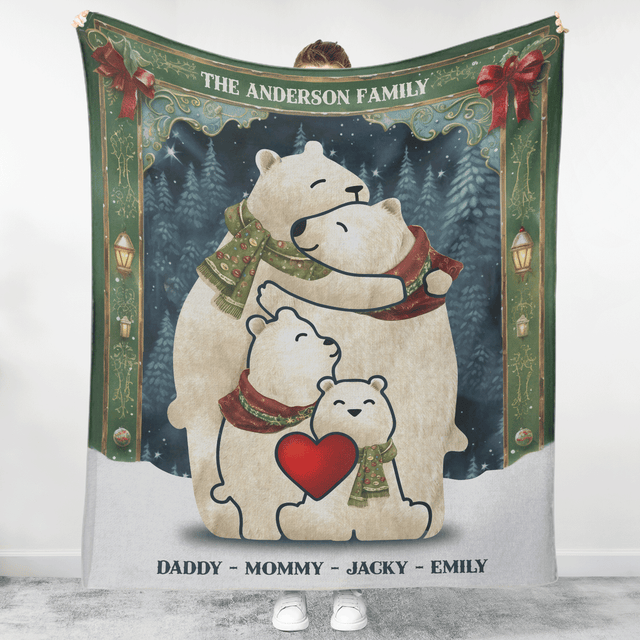 Customizable Bear Puzzle Family Name Blanket
