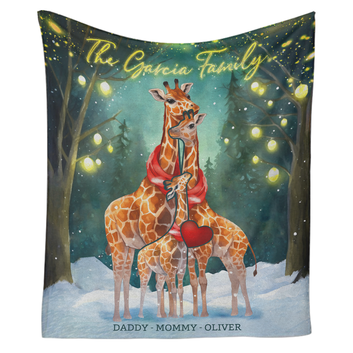 Customizable Giraffe Family Puzzle Christmas Blanket