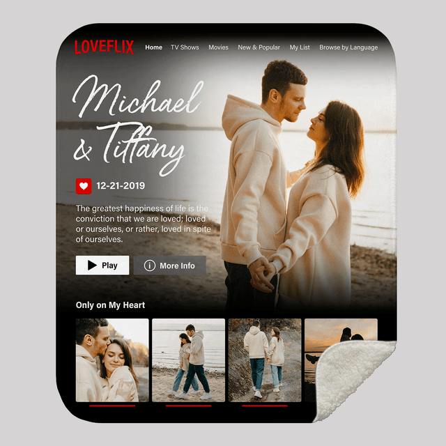 Custom Couples Loveflix Movie Blanket