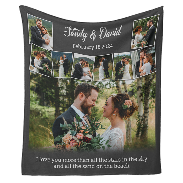 Custom Wedding Photo Collage Blanket