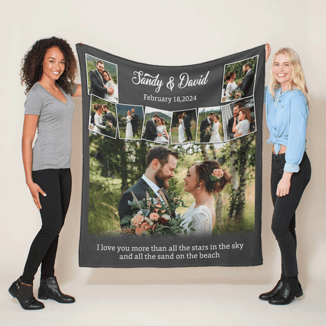 Custom Wedding Photo Collage Blanket