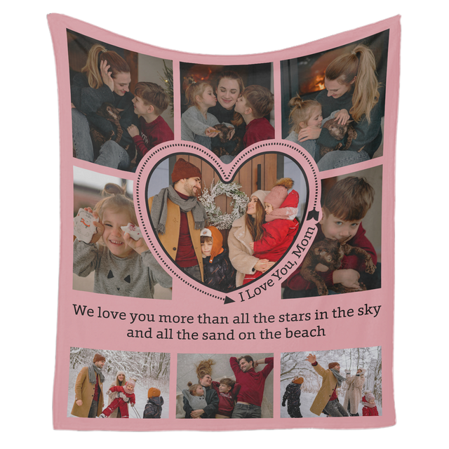 Custom "I Love You Mom" Photo Collage Blanket
