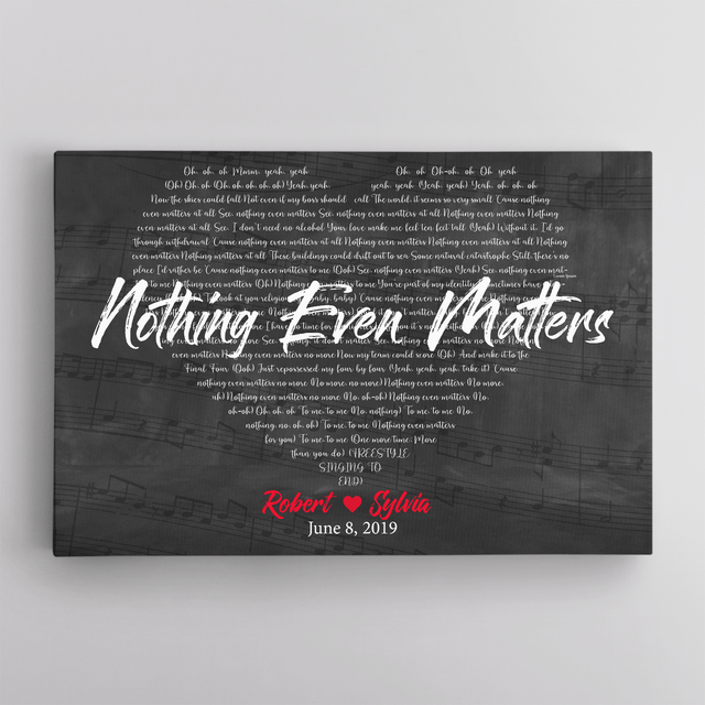 Custom Song Lyrics Heart Art, Customizable Text Canvas Wall Art