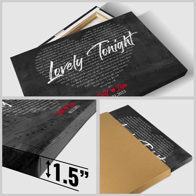 Custom Song Lyrics Heart Art, Customizable Text Canvas Wall Art