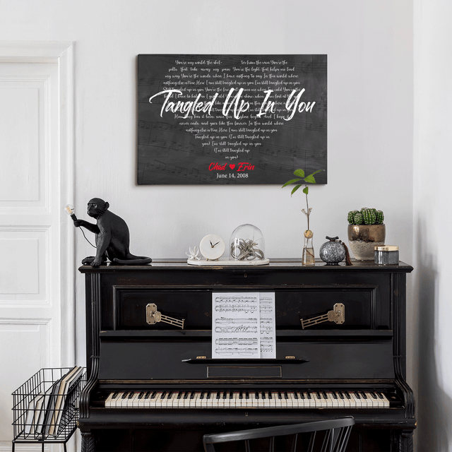 Custom Song Lyrics Heart Art, Customizable Text Canvas Wall Art