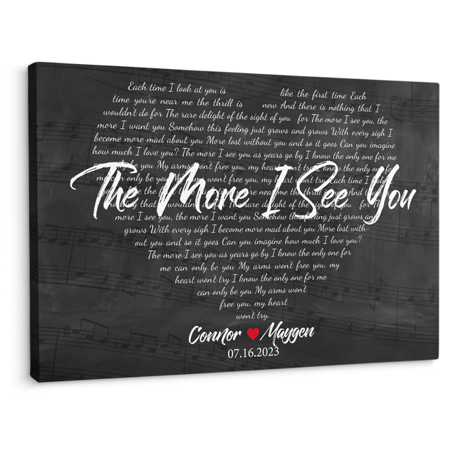 Heart Shaped Lyrics Canvas, Custom Song Title, Name & Date