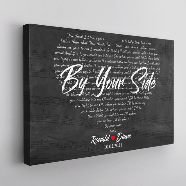 Heart Shaped Lyrics Canvas, Custom Song Title, Name & Date