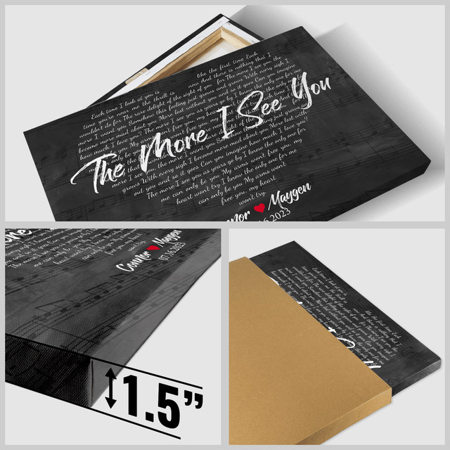 Heart Shaped Lyrics Canvas, Custom Song Title, Name & Date