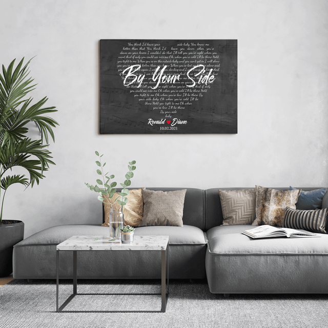 Heart Shaped Lyrics Canvas, Custom Song Title, Name & Date