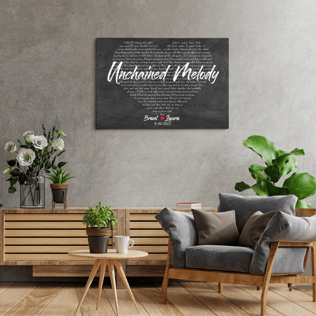 Heart Shaped Lyrics Canvas, Custom Song Title, Name & Date