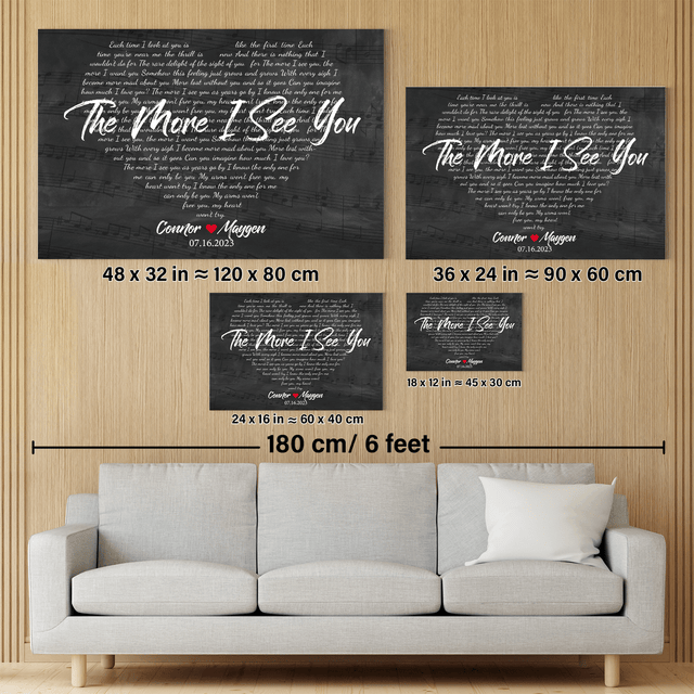 Heart Shaped Lyrics Canvas, Custom Song Title, Name & Date