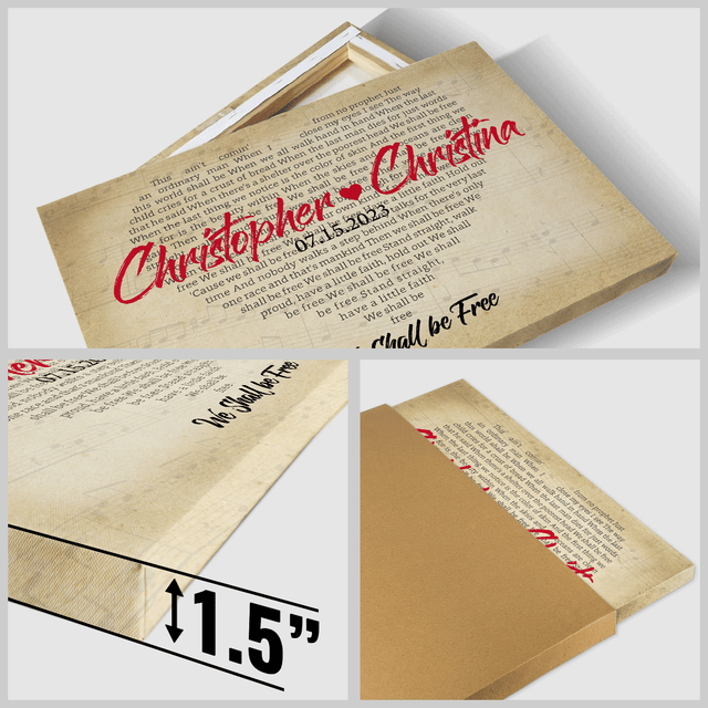Personalized Song Lyrics Canvas with Vintage Background, Lyrics In Heart Shape