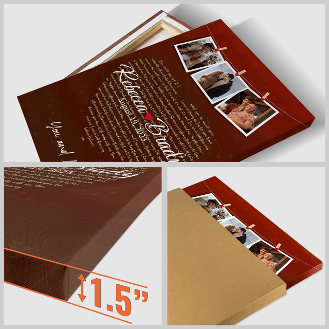 Red Heart-Shaped Canvas Print, Customize Song Lyrics & Name Wall Art