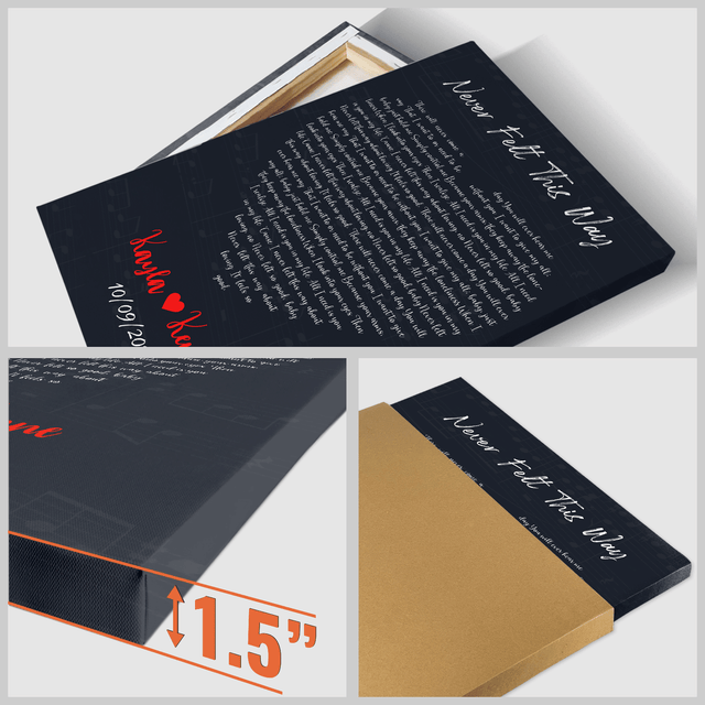 Lyrics In Heart Shape, Personalized Song & Name Canvas, Navy Background