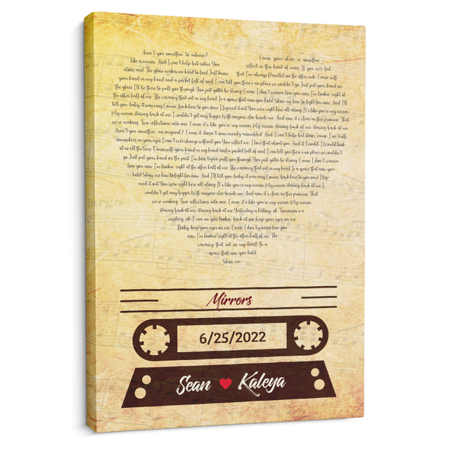Custom Song Lyrics And Text, Heart Shape, Canvas Wall Art