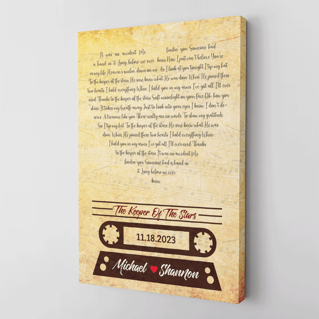 Custom Song Lyrics And Text, Heart Shape, Canvas Wall Art