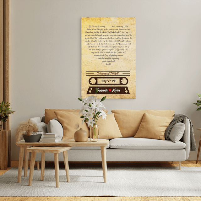 Custom Song Lyrics And Text, Heart Shape, Canvas Wall Art