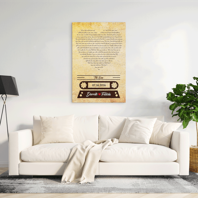 Custom Song Lyrics And Text, Heart Shape, Canvas Wall Art