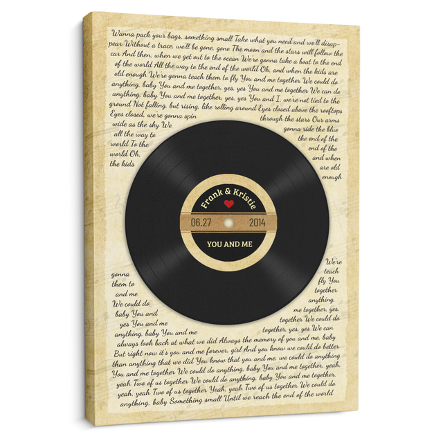 Custom Song Lyrics And Customizable Text, Vinyl Record Decor, Canvas Wall Art