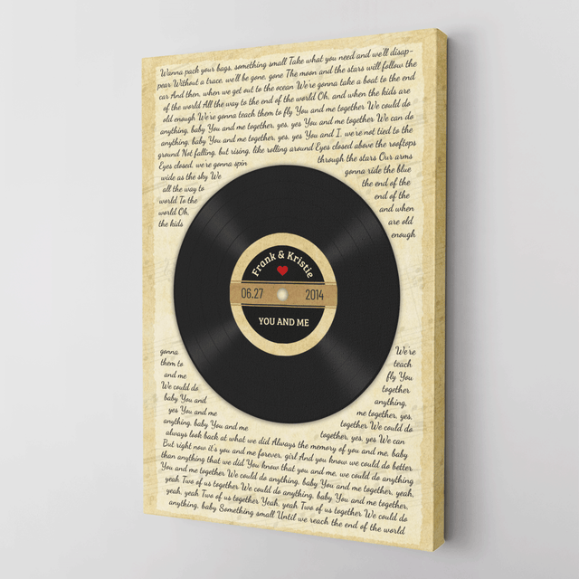 Custom Song Lyrics And Customizable Text, Vinyl Record Decor, Canvas Wall Art