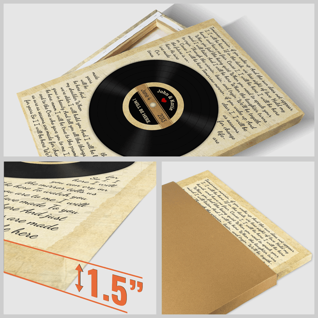 Custom Song Lyrics And Customizable Text, Vinyl Record Decor, Canvas Wall Art