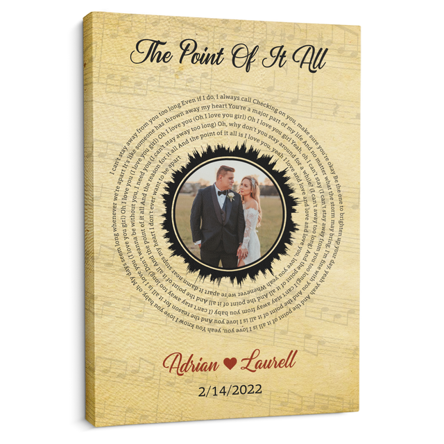 Custom Song Lyrics And Customizable Text, Upload Photo, Vinyl Record Decor, Canvas Wall Art