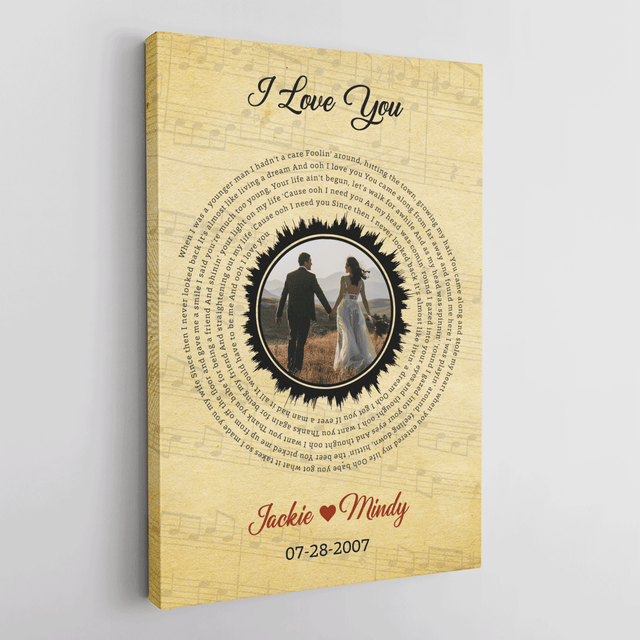 Custom Song Lyrics And Customizable Text, Upload Photo, Vinyl Record Decor, Canvas Wall Art