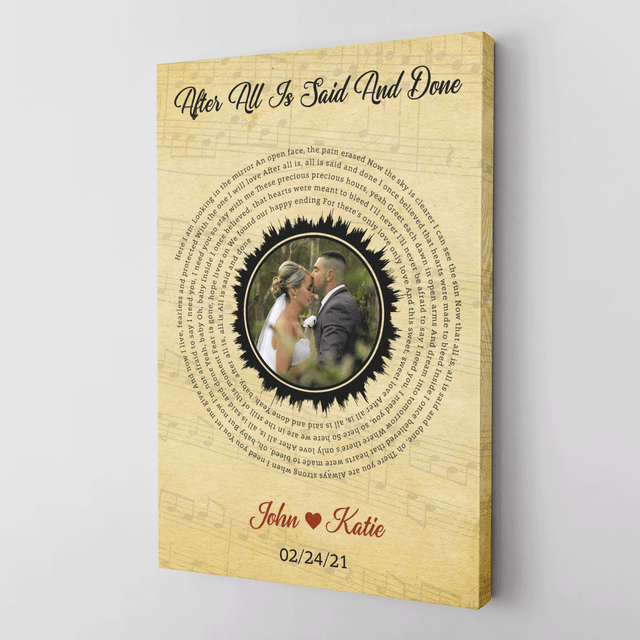 Custom Song Lyrics And Customizable Text, Upload Photo, Vinyl Record Decor, Canvas Wall Art