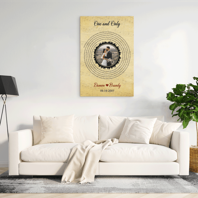 Custom Song Lyrics And Customizable Text, Upload Photo, Vinyl Record Decor, Canvas Wall Art