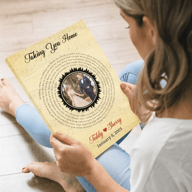 Custom Song Lyrics And Customizable Text, Upload Photo, Vinyl Record Decor, Canvas Wall Art