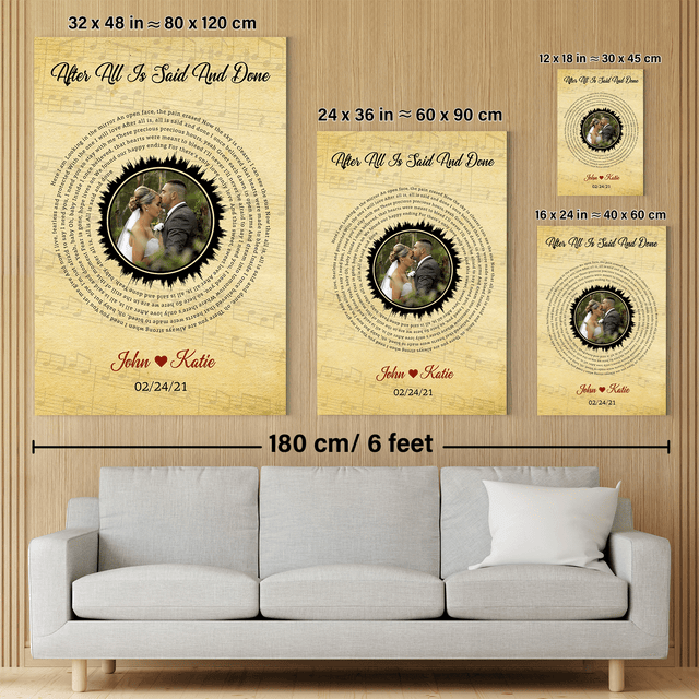 Custom Song Lyrics And Customizable Text, Upload Photo, Vinyl Record Decor, Canvas Wall Art